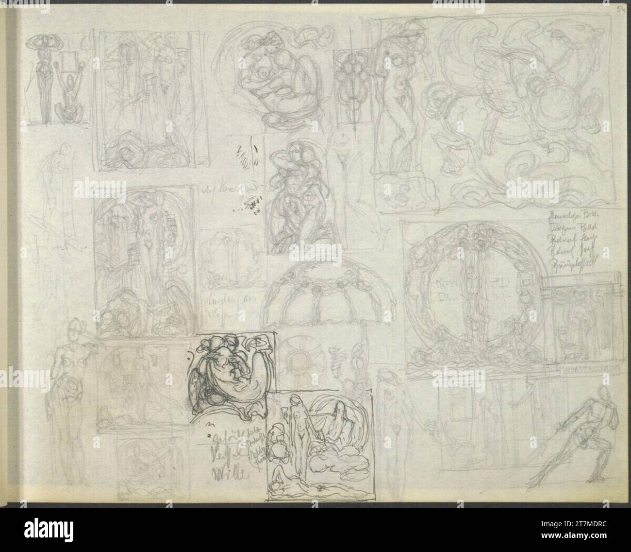 Alexander Rothaug Different sketches. Pencil; Ink spring around 1930 ...