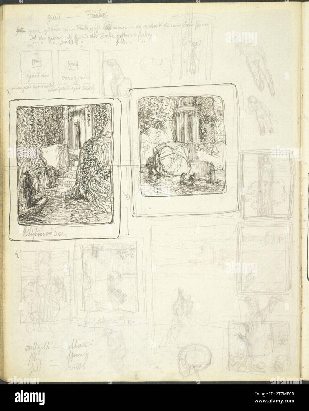 Alexander Rothaug Different sketches. Pencil; Ink spring around 1900 ...