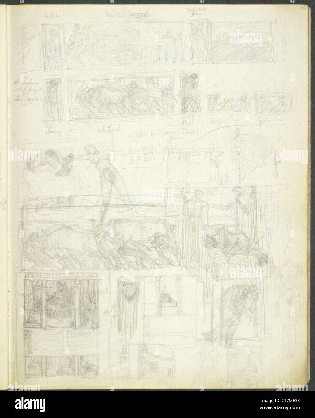 Alexander Rothaug Different sketches. Pencil around 1900 Stock Photo ...