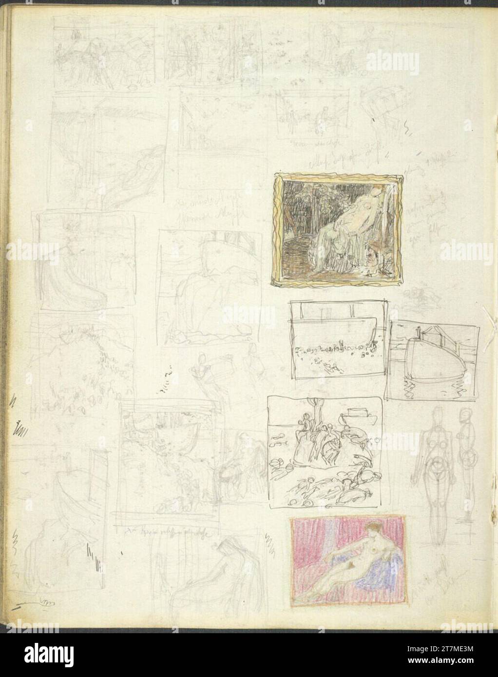 Alexander Rothaug Different sketches. Pencil; Ink feather; color pencil ...