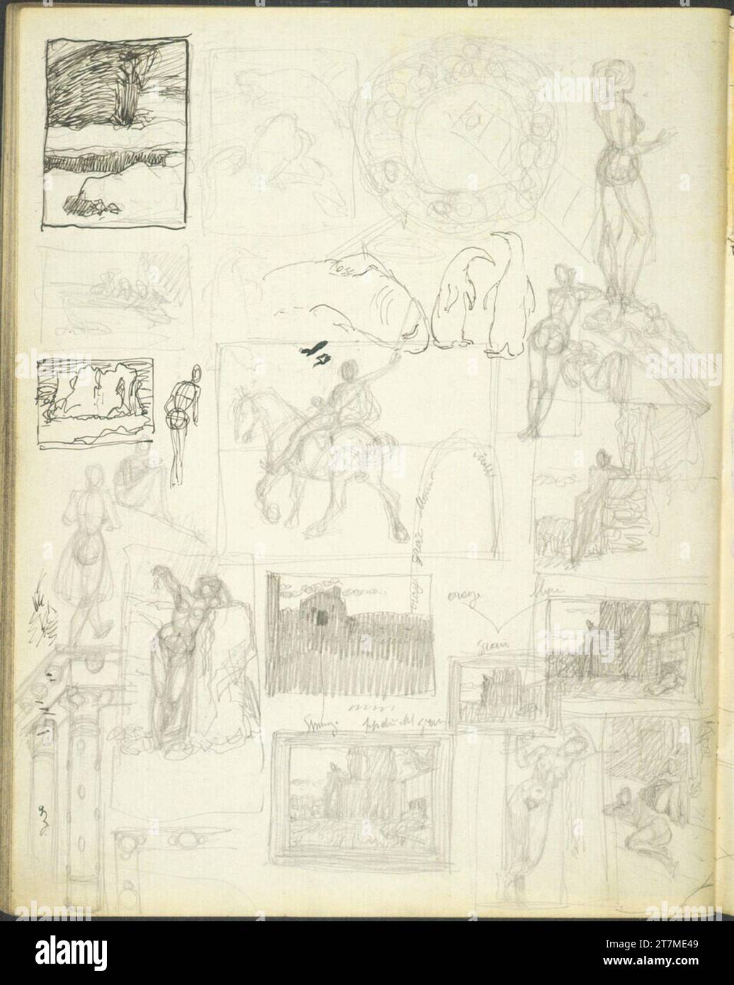 Alexander Rothaug Different sketches. Pencil; Ink spring around 1900 ...