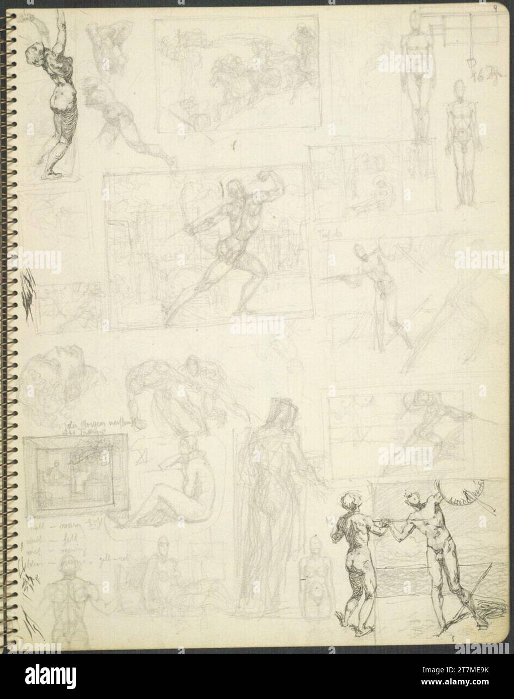 Alexander Rothaug Different sketches. Pencil; Ink spring around 1928 ...