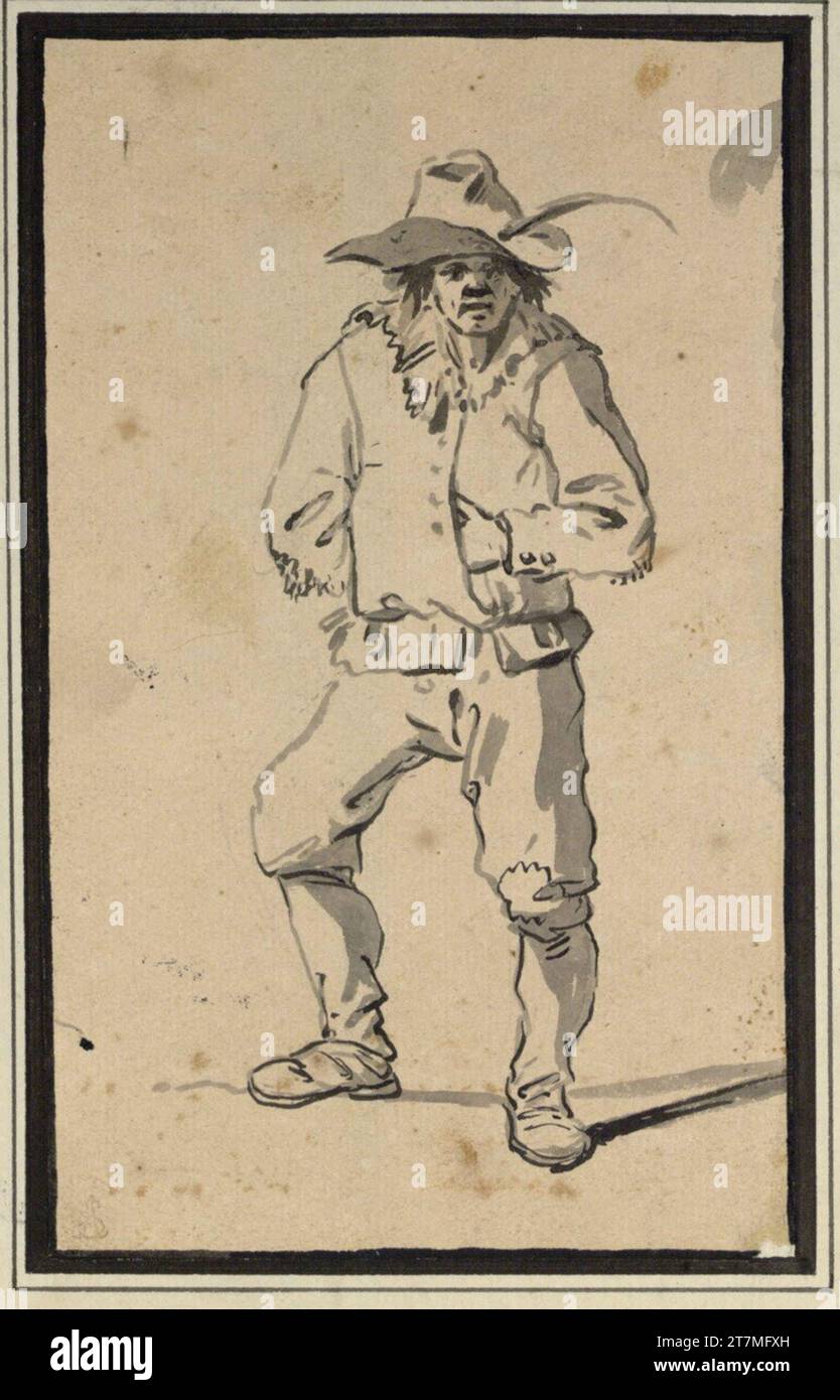 Christian Wilhelm Ernst Dietrich Dutch farmer. Brush in dark gray and ...