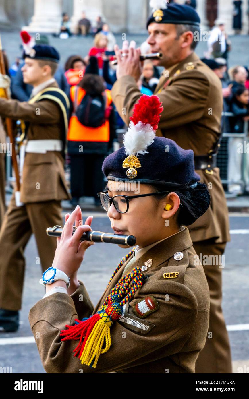 Musicians From The Mill Hill School Combined Cadet Force Take Part In The Lord Mayor's Show, London, UK Stock Photo