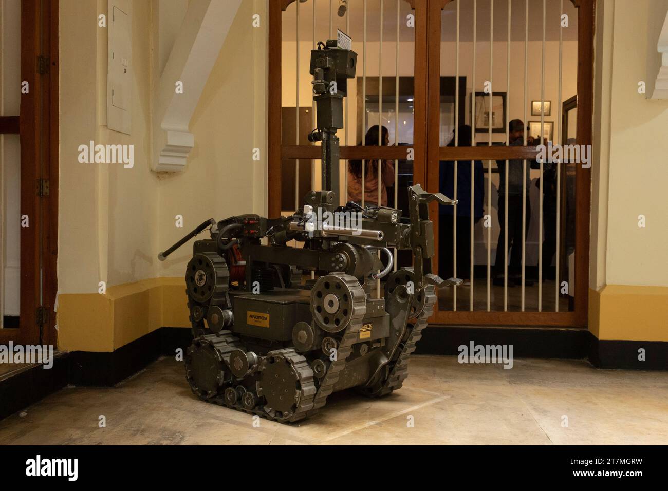 Anti bomb robot at exhibition on colombian police museum Stock Photo