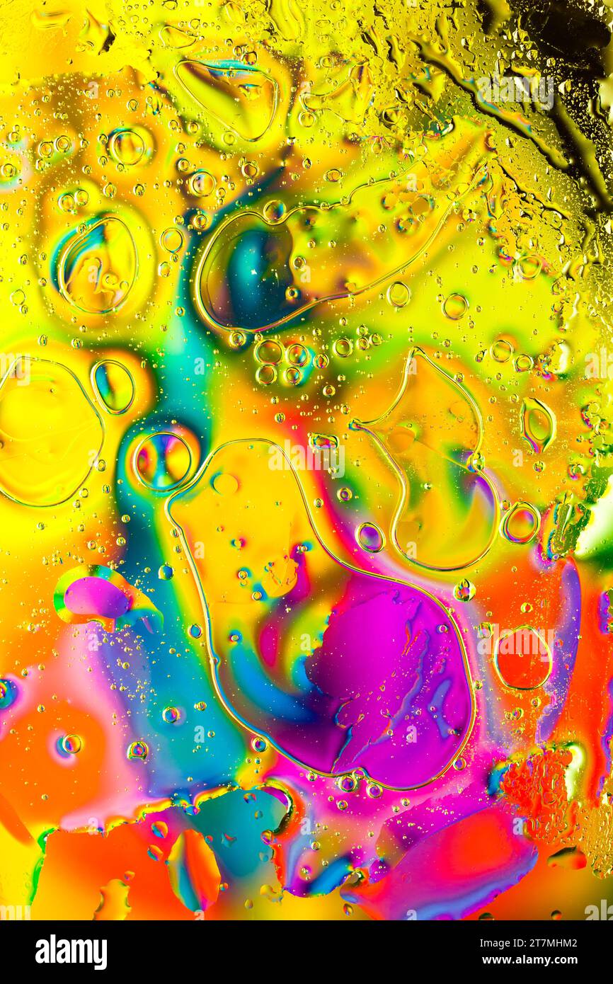 Liquid Colour, Abstract Oil and Water. Stock Photo