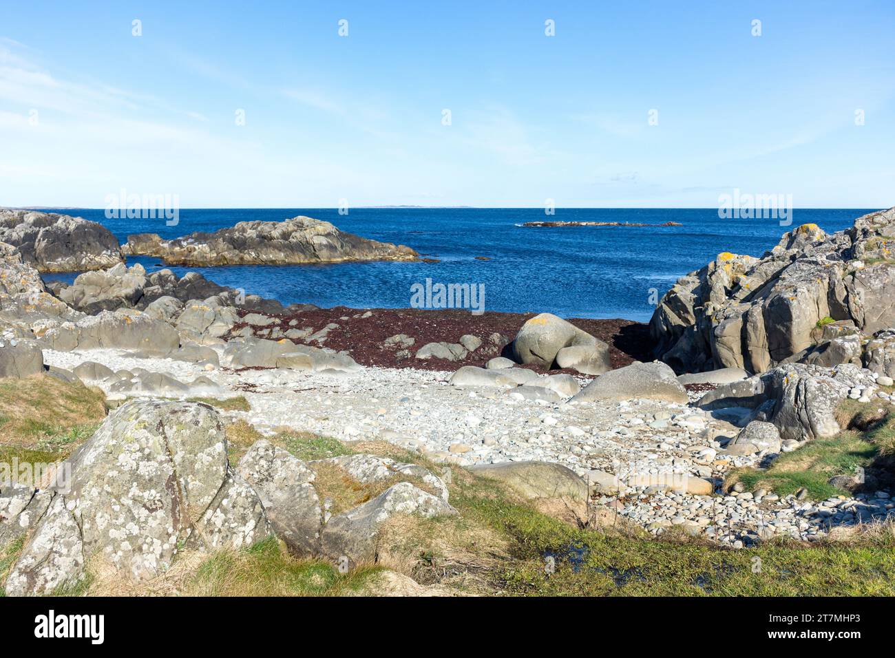 Small beach and coastline, Ferkingstad, Island of Karmøy, Rogaland County, Norway Stock Photo
