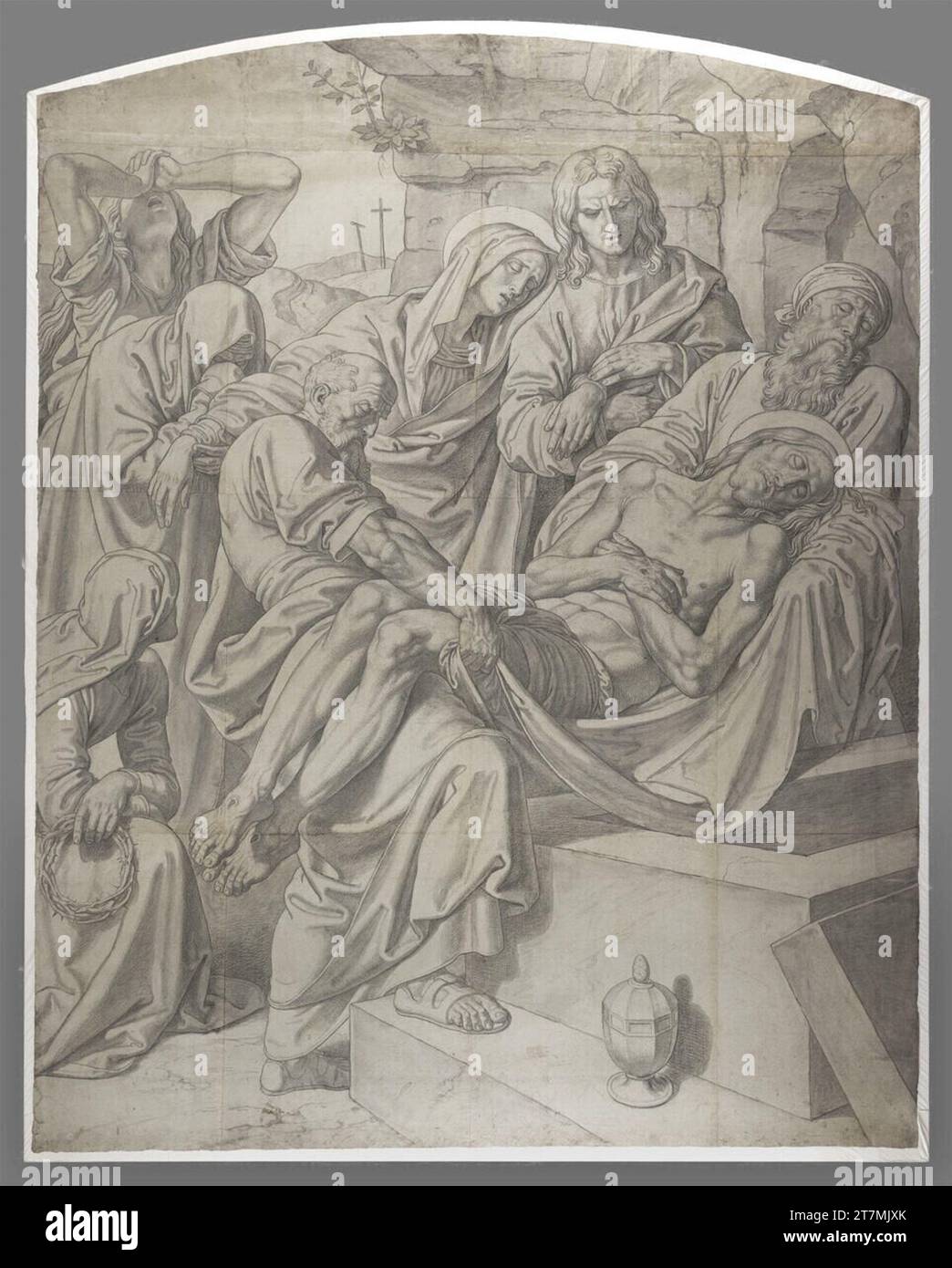 Josef von Führich Jesus is placed in the grave (cardboard for the