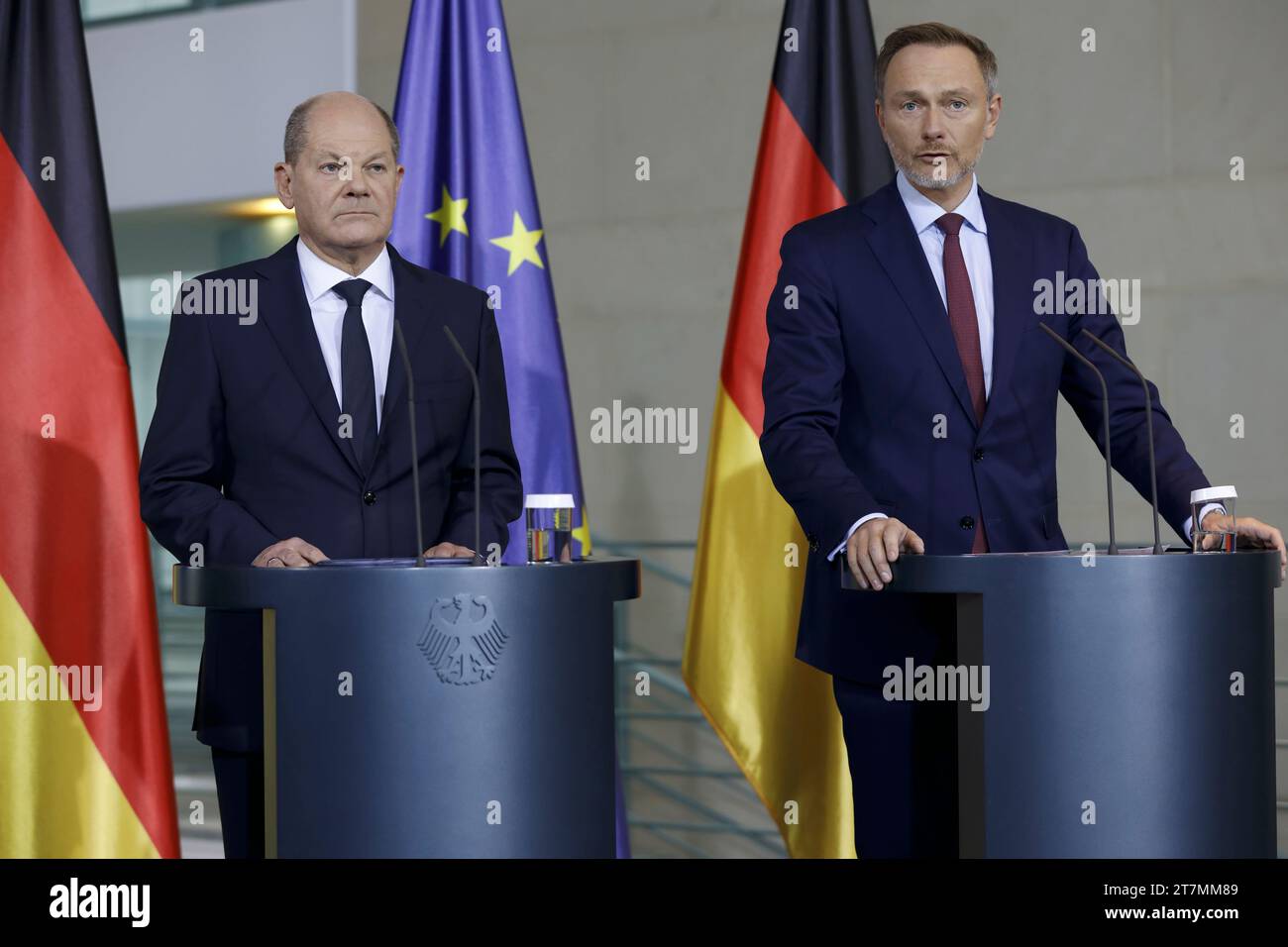 Berlin, Germany, November 15, 2023. Christian Lindner, the German Federal Minister of Finance, during the press conference in the Chancellery. Stock Photo