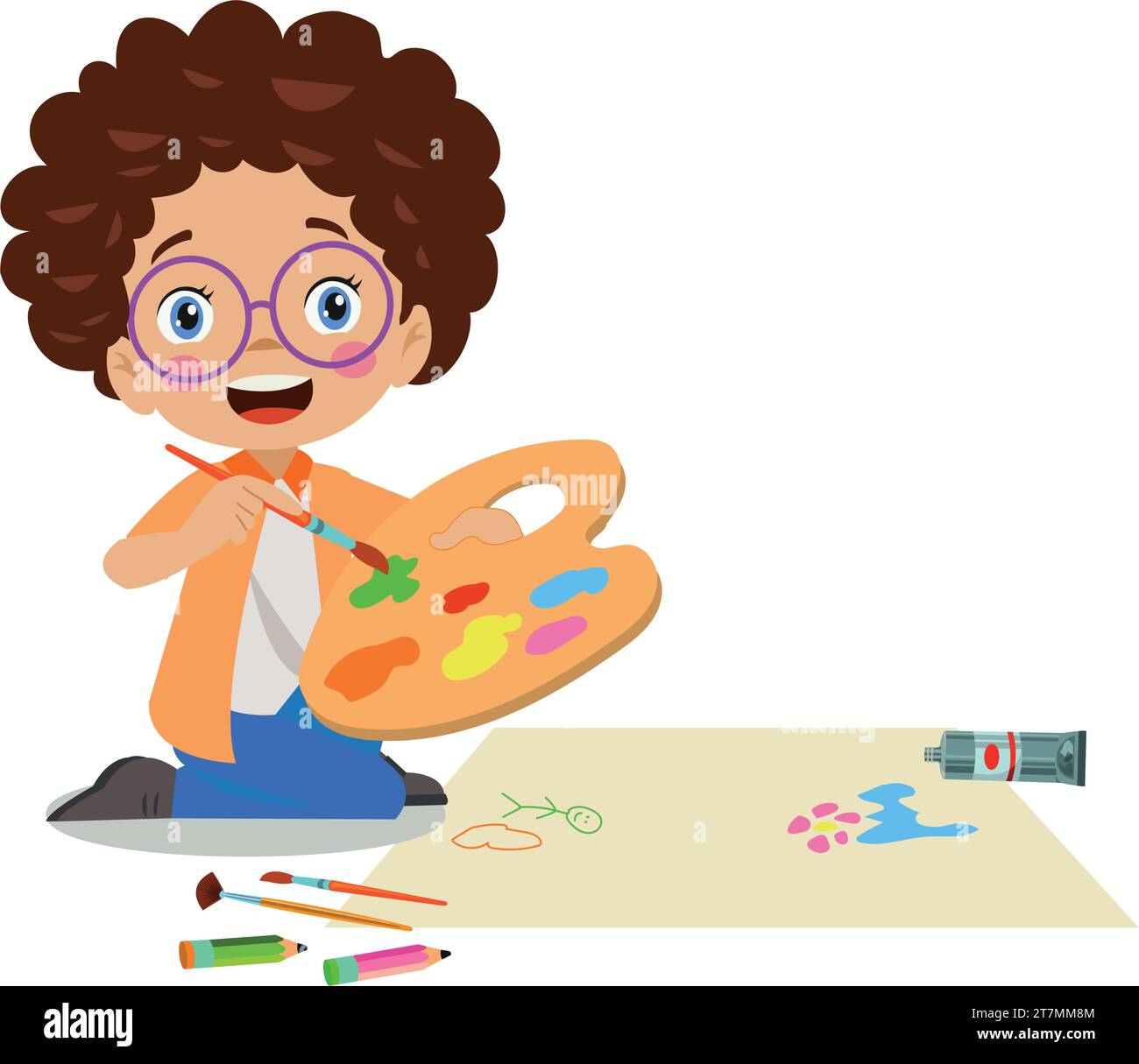 cute and happy painter boy Stock Vector Image & Art - Alamy