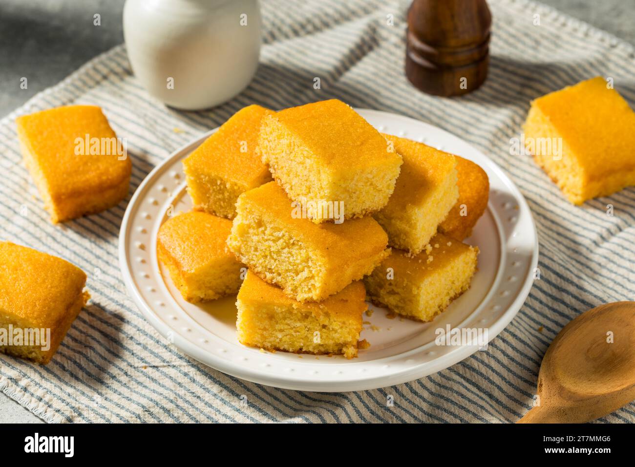 Homemade Baked American Corn Bread with Butter Stock Photo