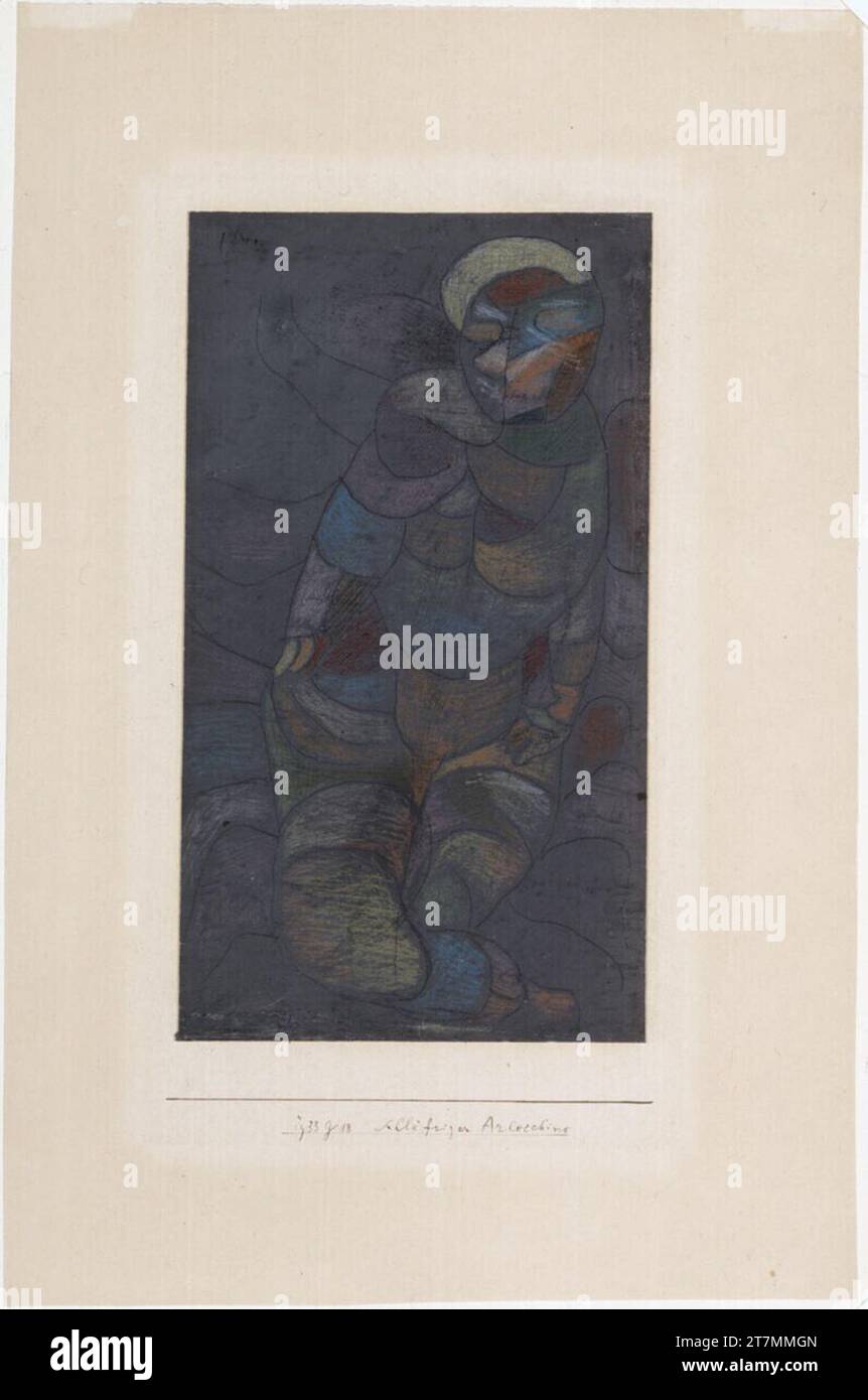 Paul Klee Sleepy Arlecchino. Chalk on the primer on paper on cardboard