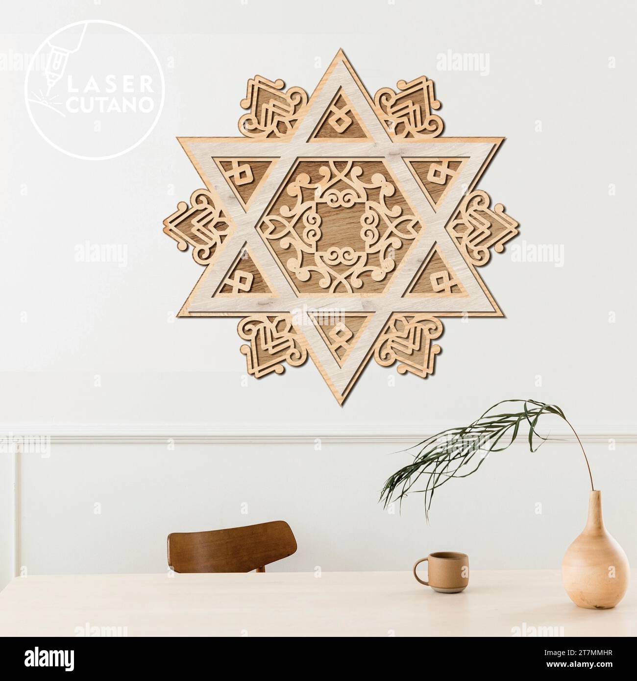 STAR of DAVID Digital multilayer layout files are specially prepared for the laser cut, CNC router machine and other cutting machines. Stock Vector