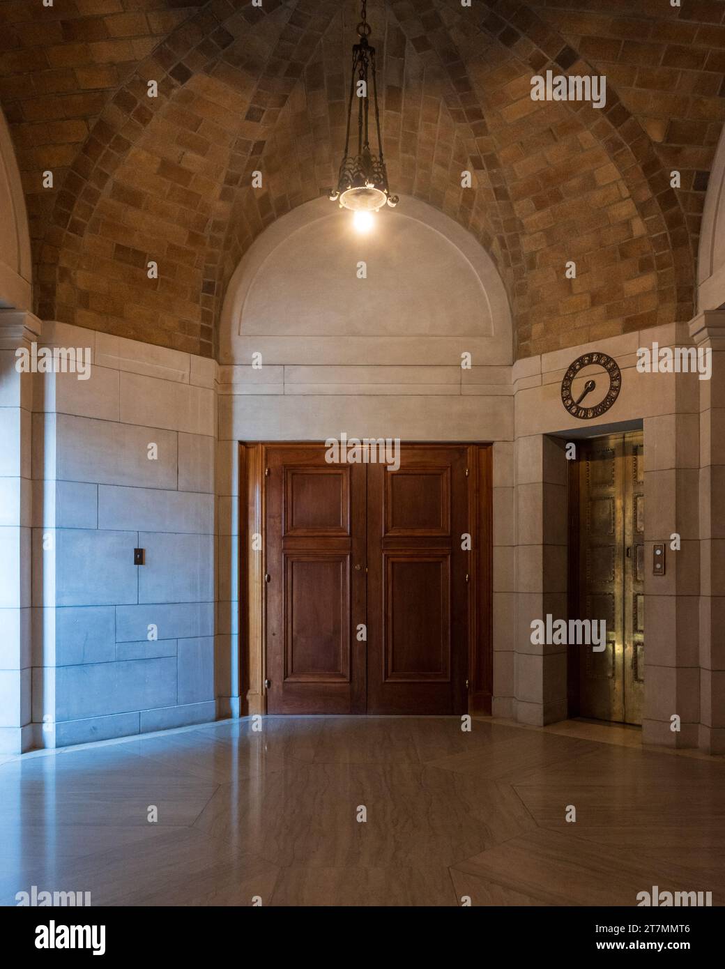 Doorway and Elevator in Nebraska State Capitol in Lincoln Stock Photo