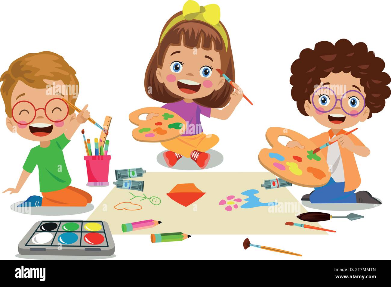 cute and happy painter boy Stock Vector Image & Art - Alamy