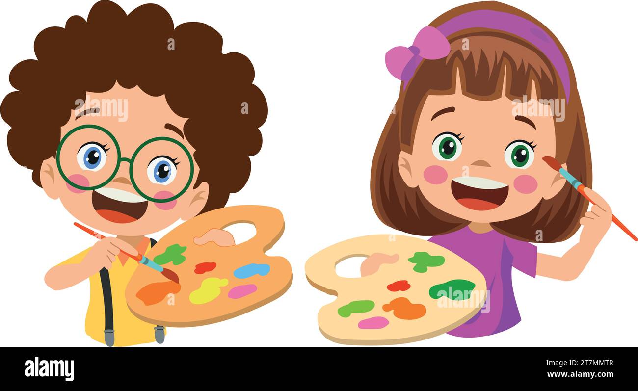 cute and happy painter boy Stock Vector Image & Art - Alamy