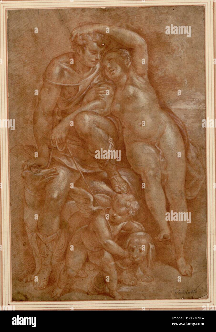 Two Adonis Luca Cambiaso Venus and Adonis; Amor has been involved in the leash ...