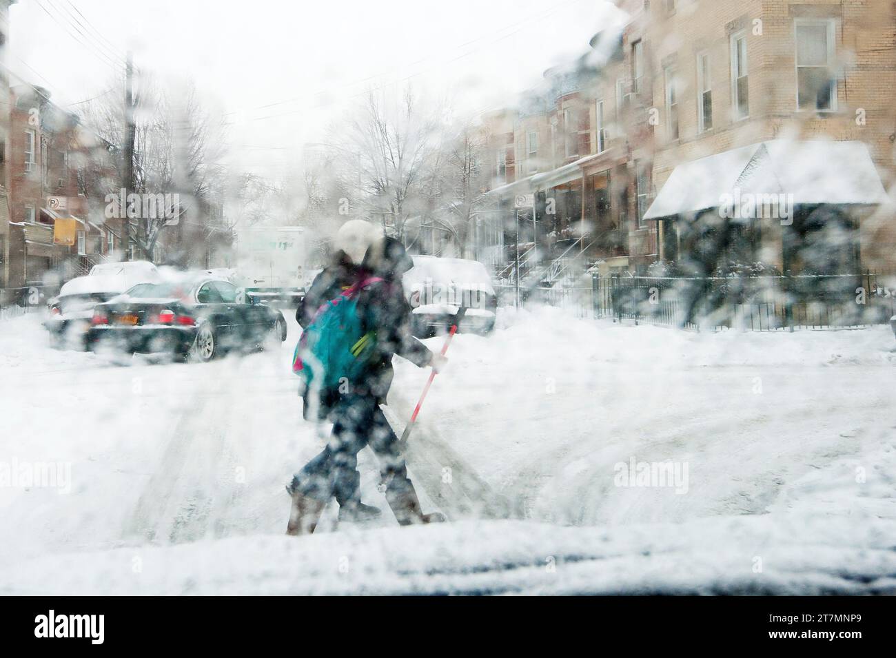 Blizzard in New York City Stock Photo