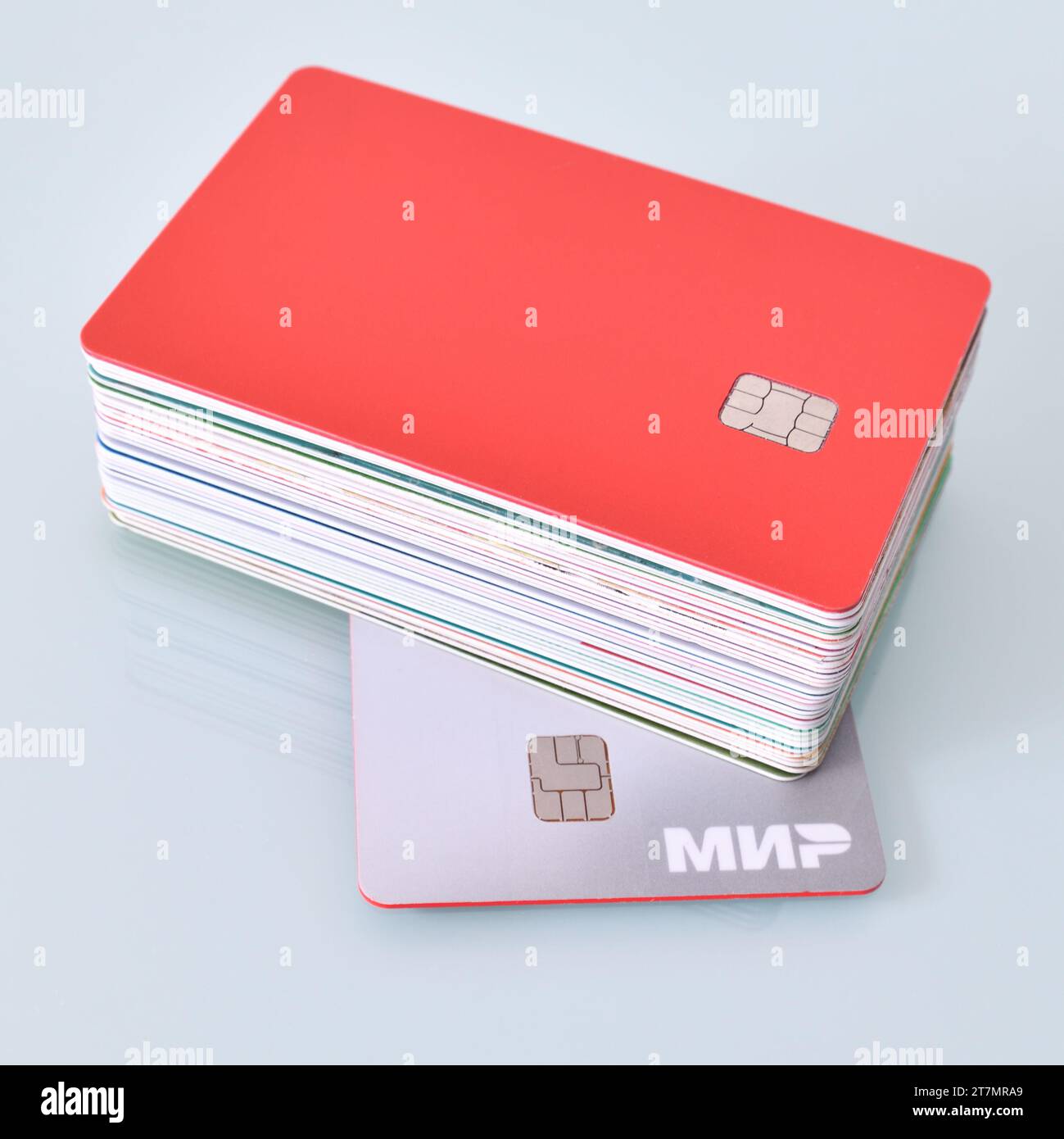 Moscow, Russia - Nov 11. 2023. Mir - Russian electronic payment system for the bank transfers and cards Stock Photo