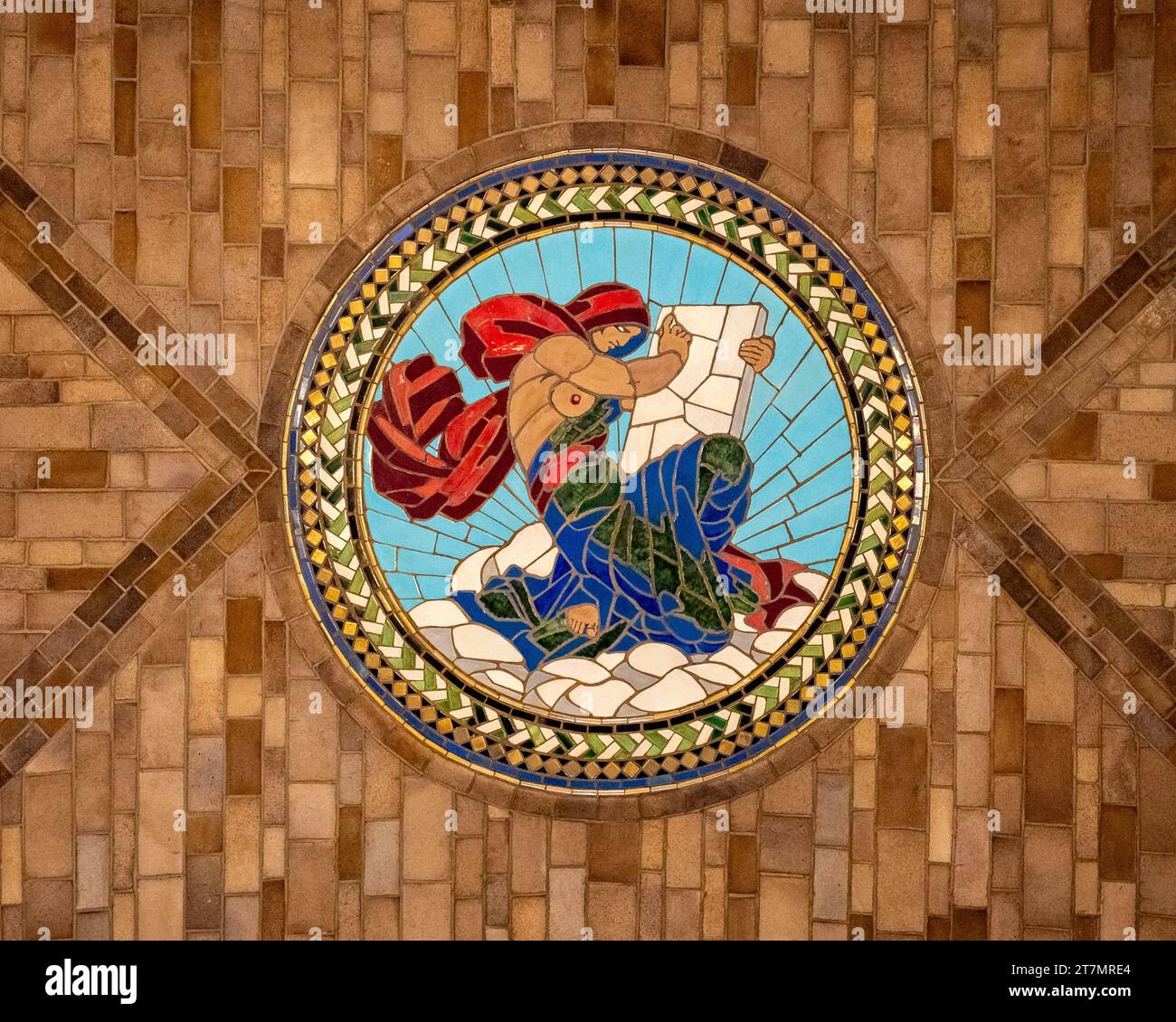 Round Ceiling Mosaic in the Nebraska State Capitol in Lincoln Stock Photo