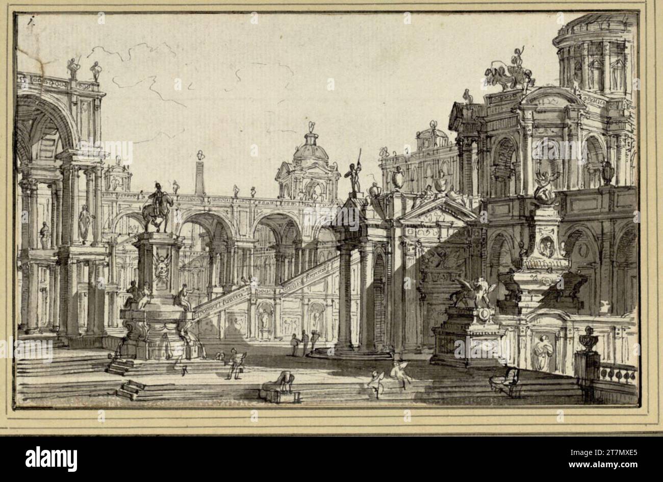 Carl Schütz One of twelve pieces representing pieces of architecture for theatral decorations. Ink, feather, laved 1780-1800 , 1780/1800 Stock Photo