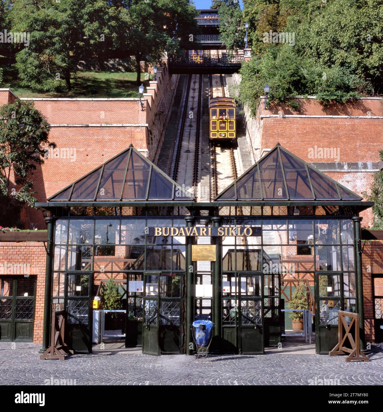 BUDAPEST, HUNGARY – OCTOBER 07 2016: People go by funicular to Buda Castle with the funicular railway in the city. Stock Photo