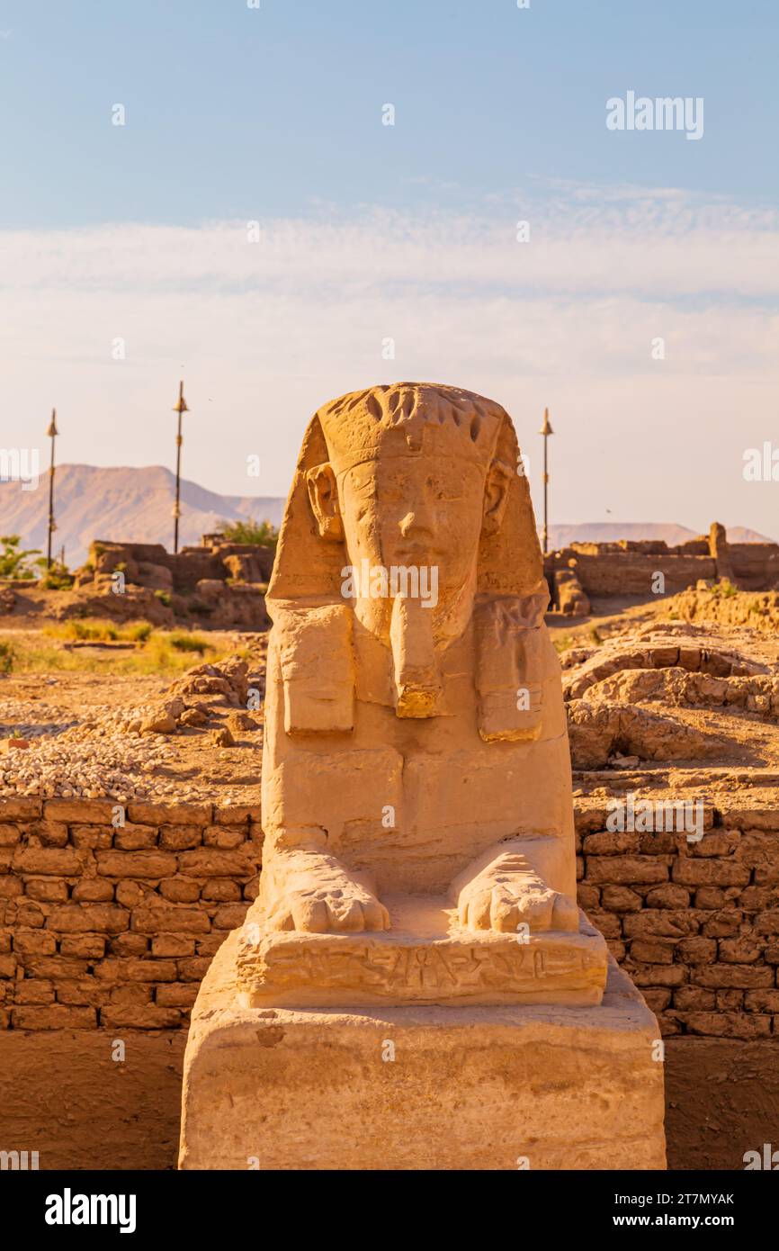 Alley of Sphinxes near Luxor Temple. Luxor, Egypt – October 21, 2023 Stock Photo