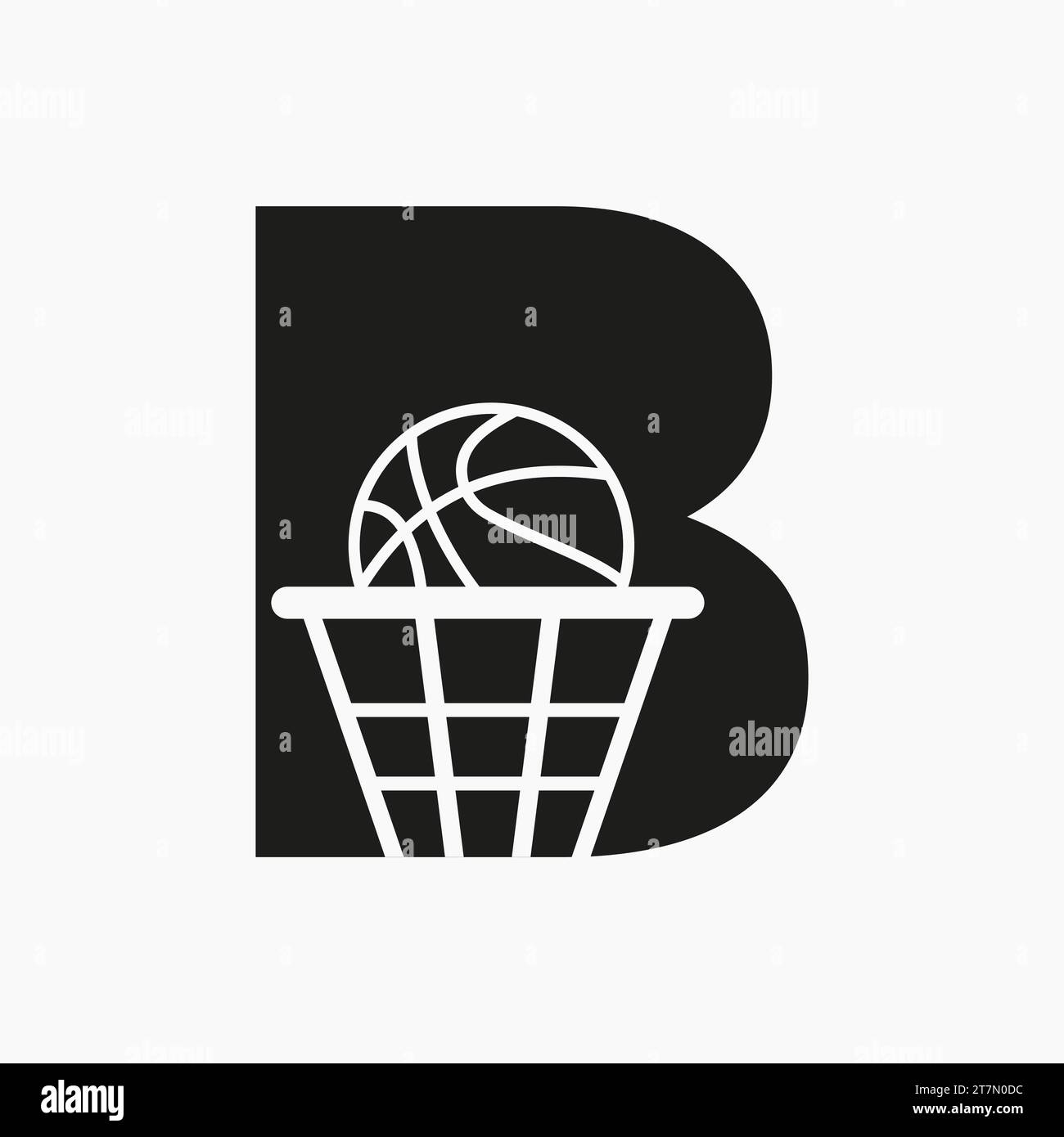 Letter B Basketball Logo Concept. Basket Ball Logotype Symbol Vector