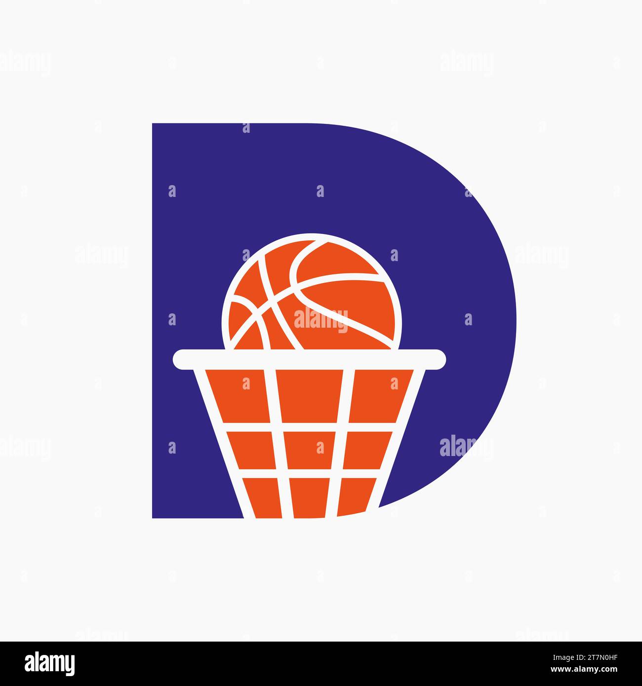 Letter D Basketball Logo Concept. Basket Ball Logotype Symbol Vector Template Stock Vector