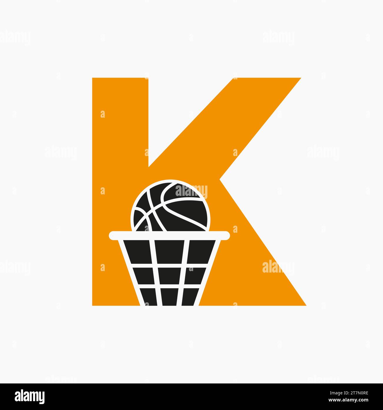 Letter K Basketball Logo Concept. Basket Ball Logotype Symbol Vector Template Stock Vector