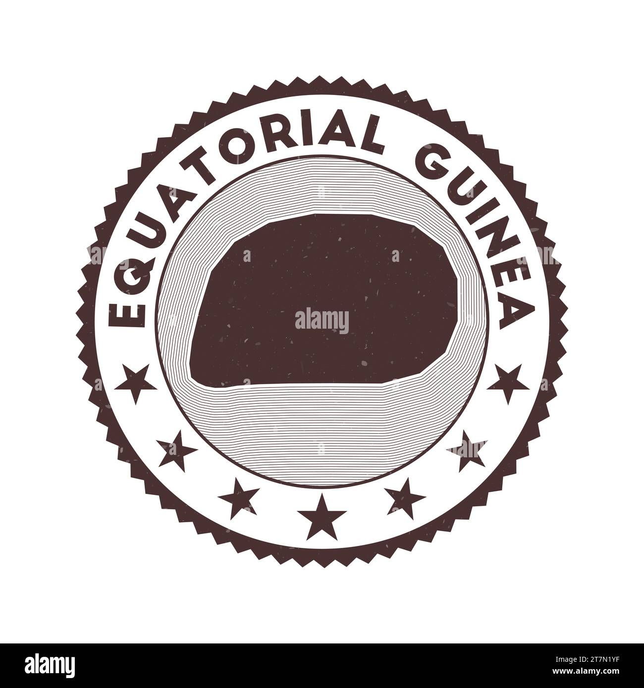 Equatorial Guinea emblem. Country round stamp with shape of Equatorial Guinea, isolines and round text. Authentic badge. Artistic vector illustration. Stock Vector