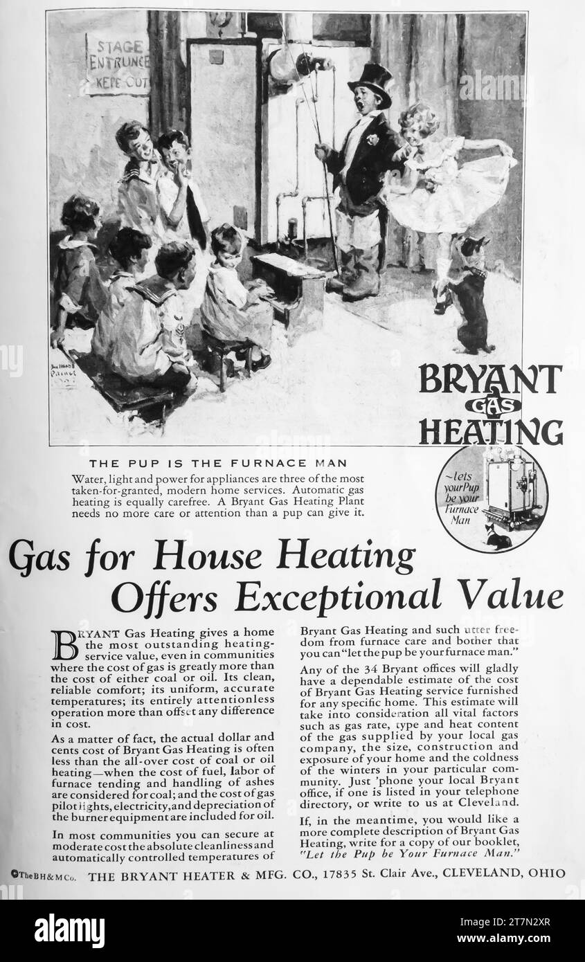 1927 Bryant Gas Heating ad. Cleveland, Ohio Stock Photo - Alamy
