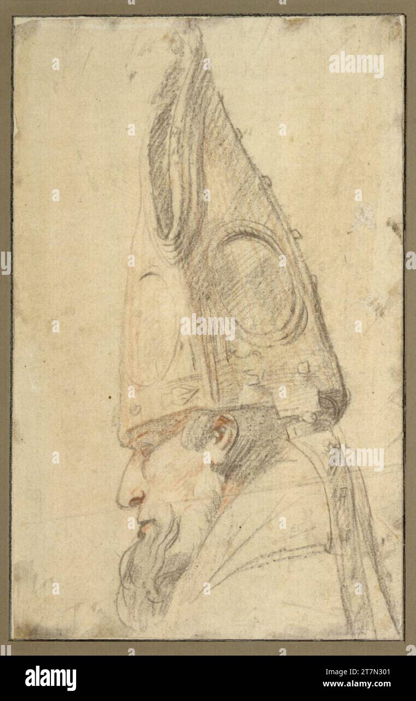 Peter Paul Rubens Profile head of a bishop with miter, in profile to ...