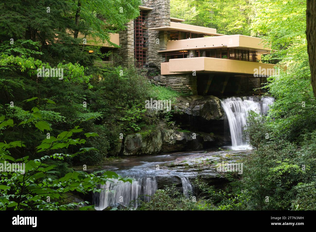 Falling Water, Frank Lloyd Wright designed home masterpiece, rural forest in Laurel Highlands, Farmington, Pennsylvania, USA Stock Photo