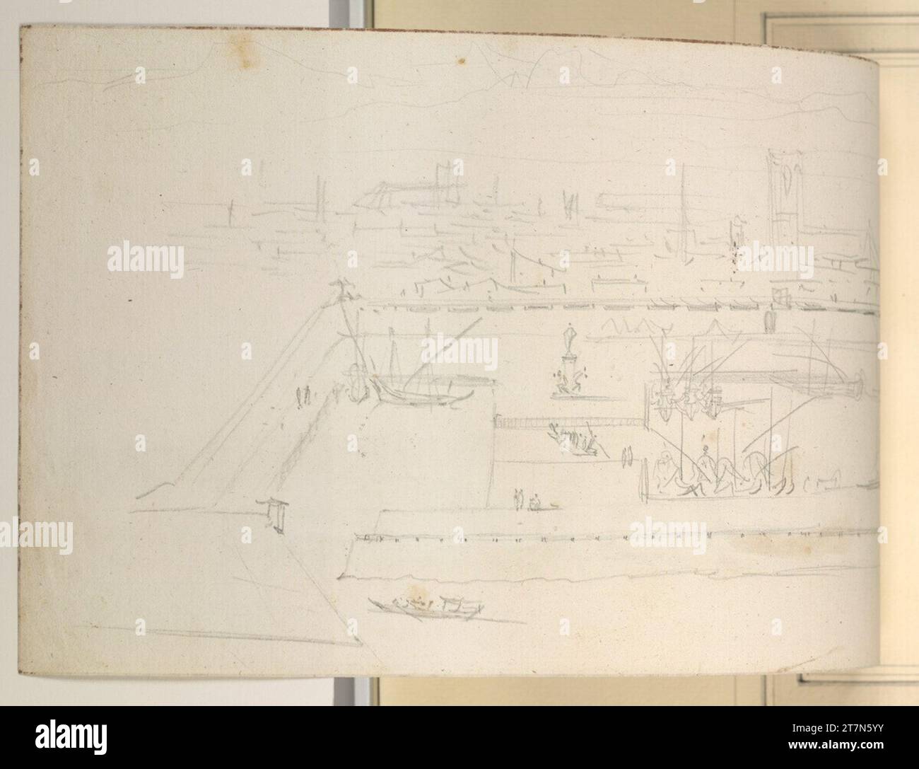 Fortifying Port Willem Schellinks Sketch of a fortified port (Livorno). Graphite pencil ...