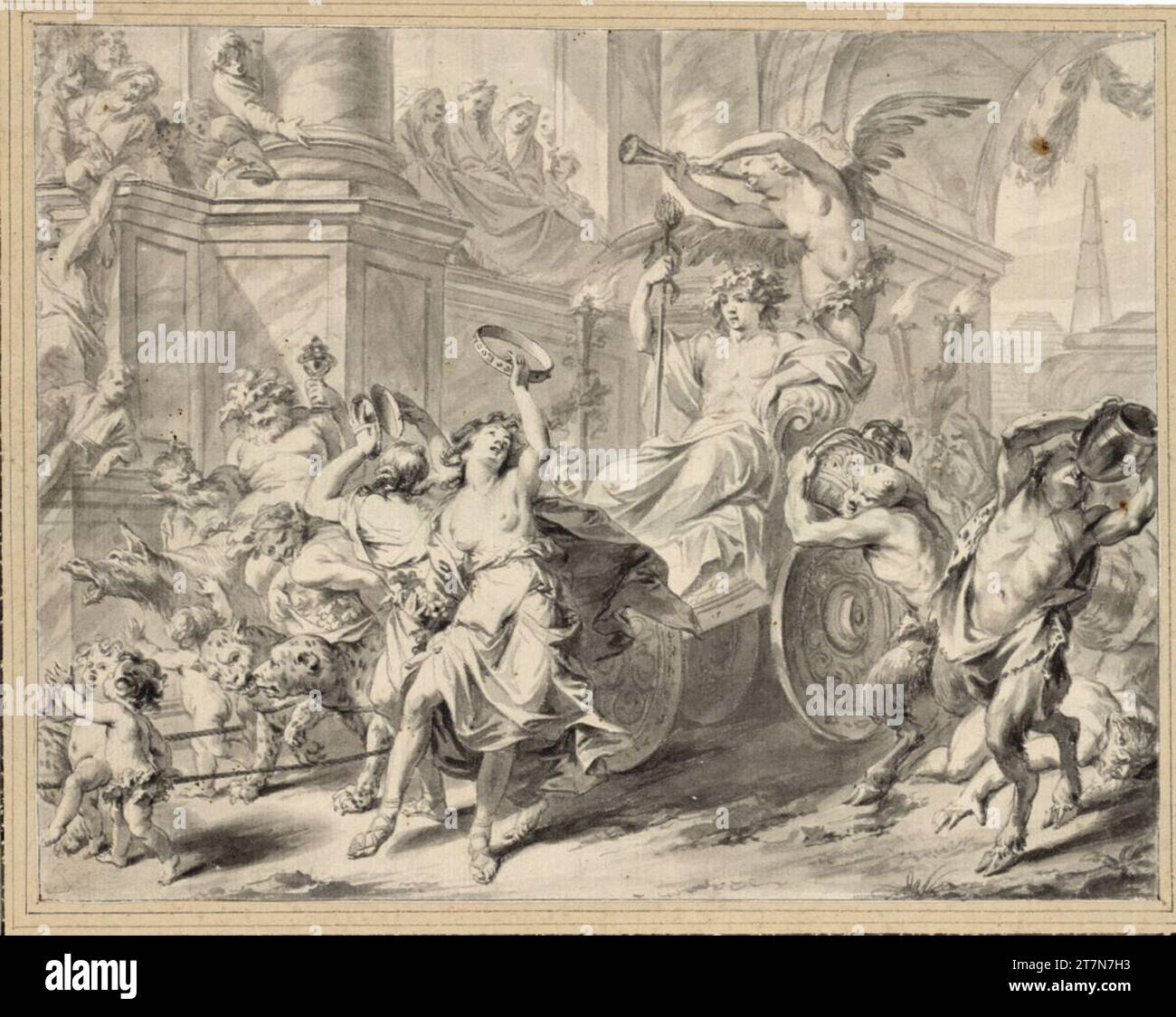 Jacob de Wit Triumphal procession of the Bacchus. Brushes in gray, gray; Conversed. Stock Photo