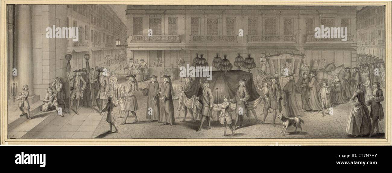 Jacob van der Schley Nightly funeral procession. Feder in gray, gray lavated; Conversed. Stock Photo