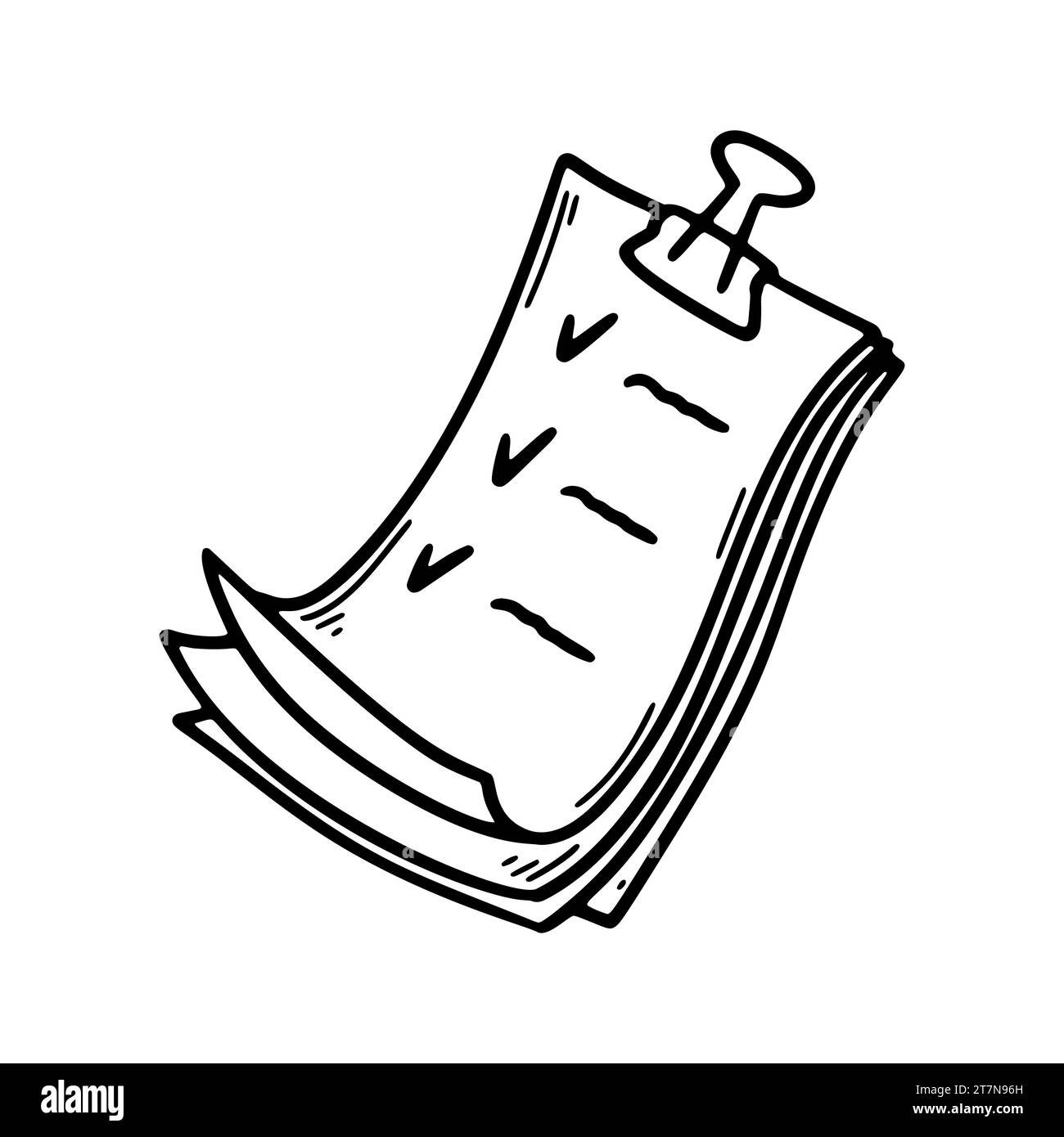 Doodle sketch clipboard with checklist. To do list on paper page. Planning and personal organising illustration. Questionary and customer survey Stock Vector