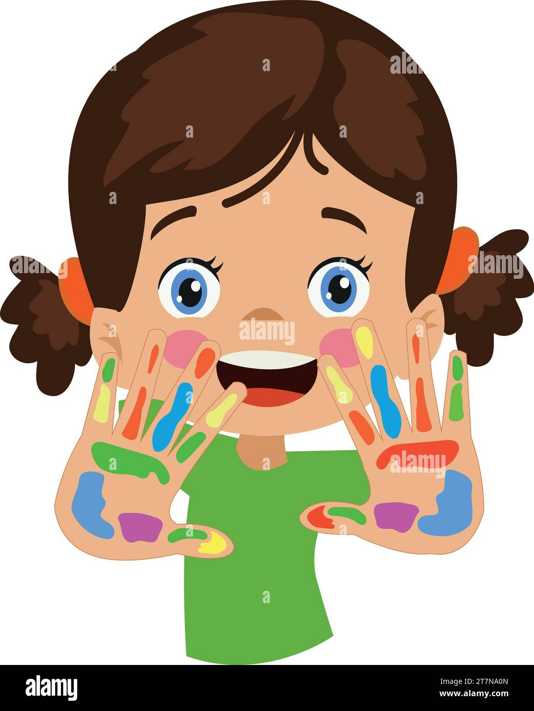 cute painter boy and girl squeezing oil paint Stock Vector Image & Art ...
