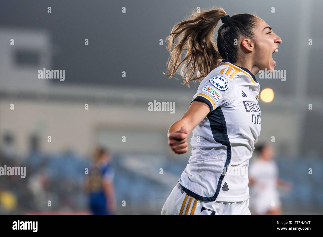 Olga Carmona (7, Real Madrid) celebrates a goal during the UEFA Women's  Champions League Playoff match Real Madrid and Breidablik at Estadio  Alfredo di Stefano in Madrid, Spain Stock Photo - Alamy