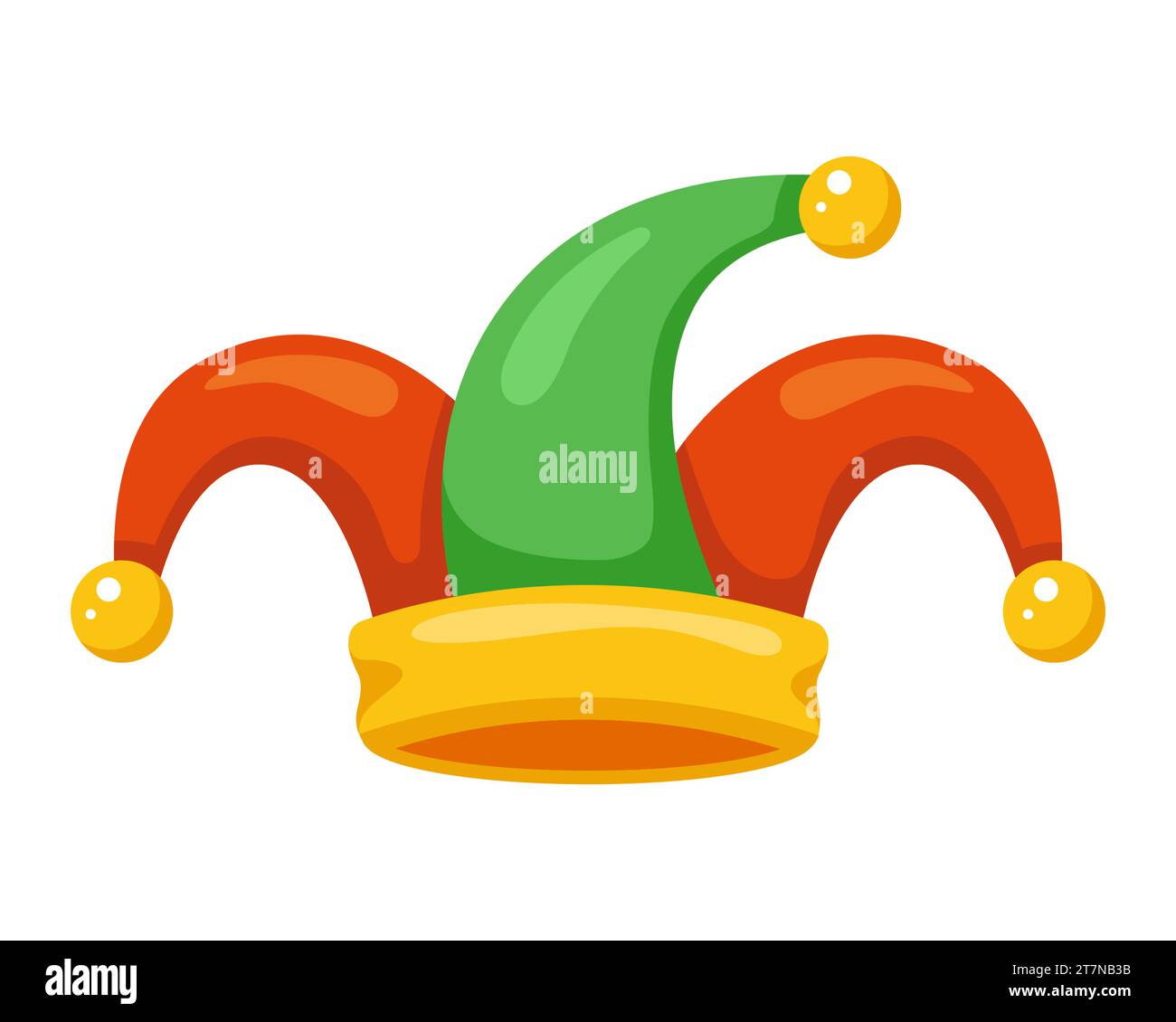 jester hat with bells. flat vector illustration Stock Vector