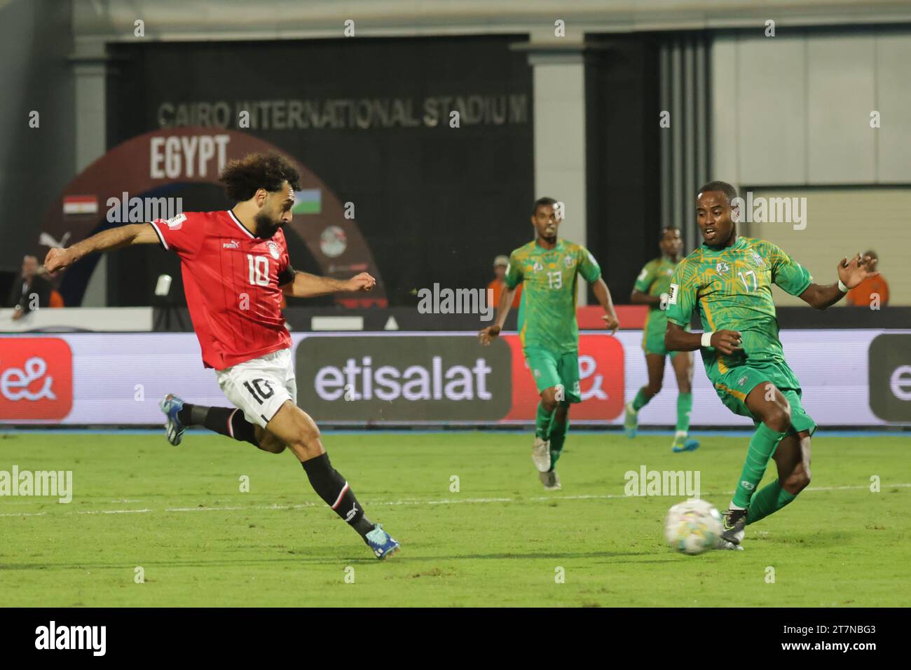 Cairo, Egypt. 16th Nov, 2023. EGYPT, Cairo 16 November 2023 Mohamed Salah of Egypt scoring a