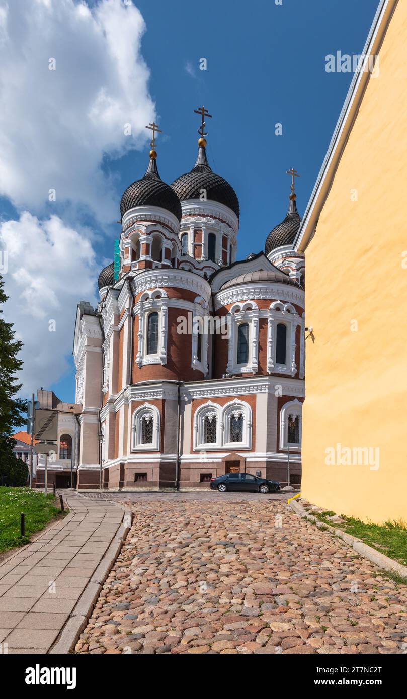 Orthodox Cathedral Alexander Nevsky in old town of Tallinn, Estonia. Stock Photo