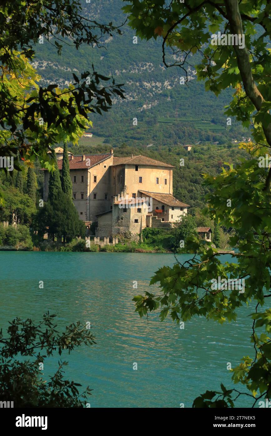 Castel Toblino castle, Trentino, Italy. Lago di Toblino Stock Photo