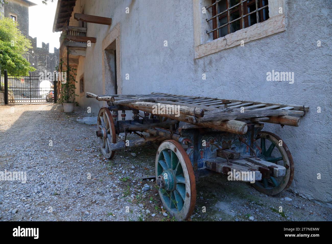 Old farm wagon, Trentino, Italy Stock Photo