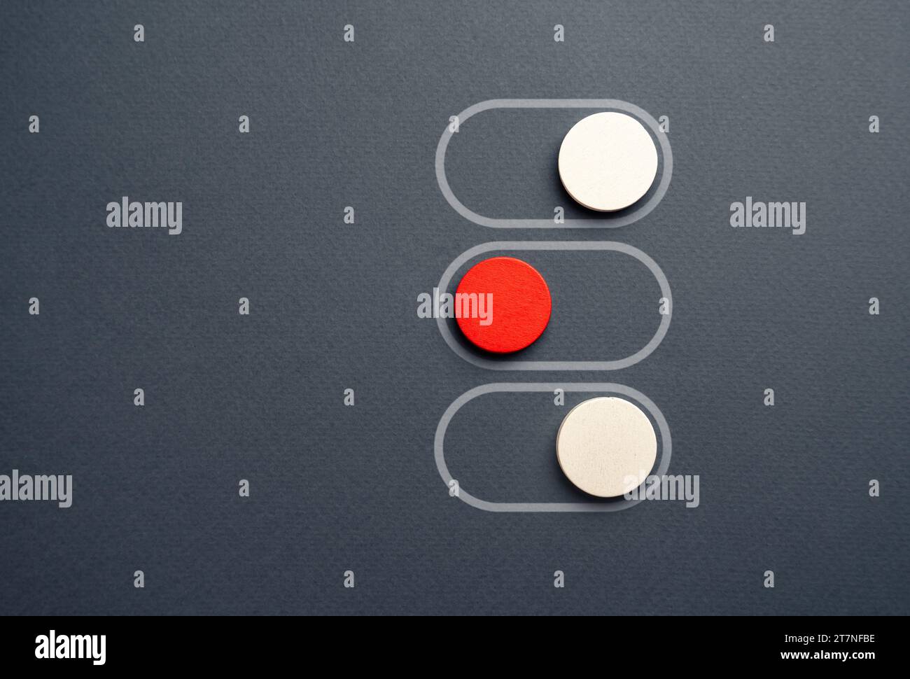 One of the switches is off. The disabled switch button among enabled