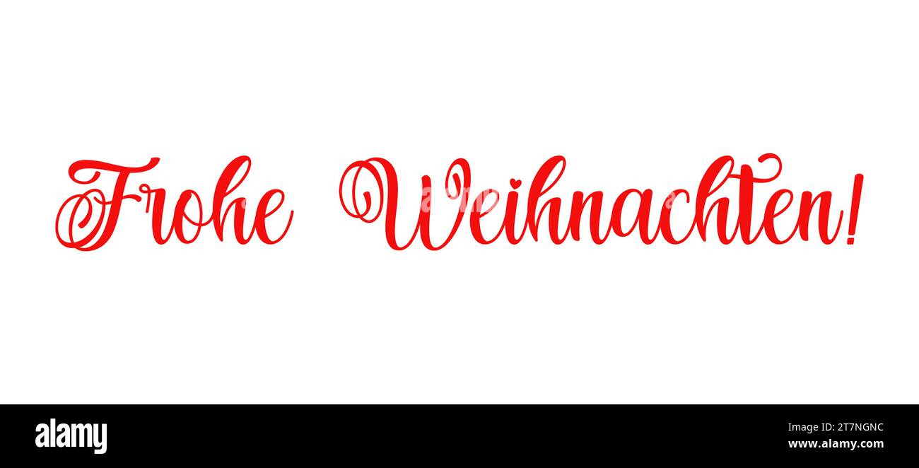 FROHE WEIHNACHTEN. MERRY CHRISTMAS in German. Brush calligraphy banner ...