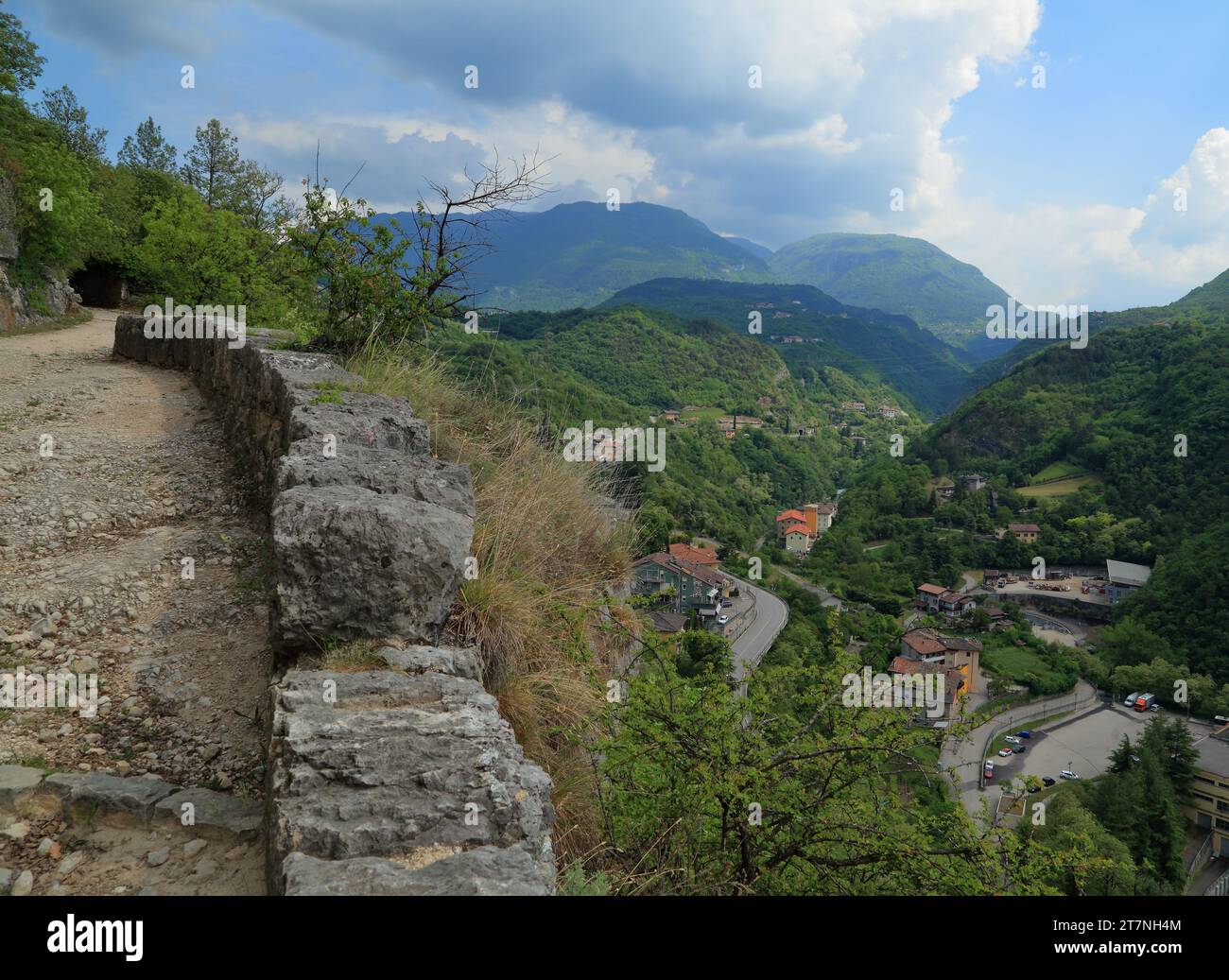 Hiking trail Sentiero delle Teragnole, Via Acquedotto, Rovereto, Italy Stock Photo