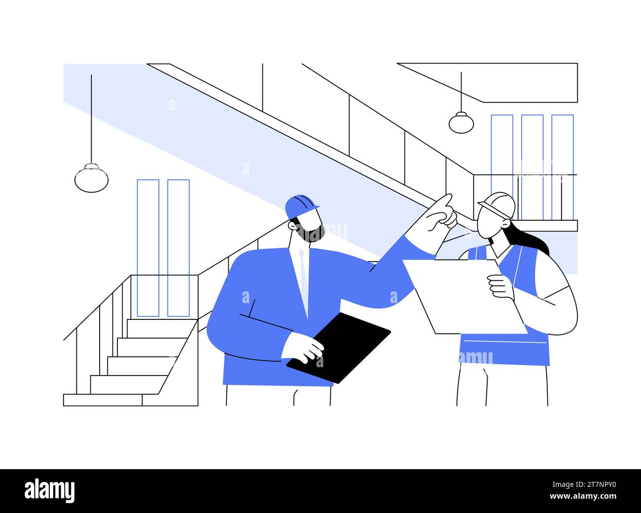 Commercial construction walkthrough abstract concept vector