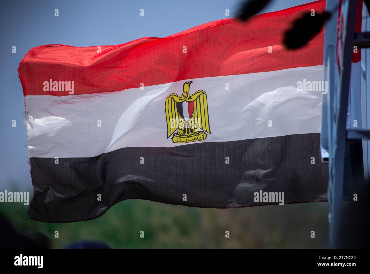 The national flag of Egypt Stock Photo